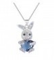 EleQueen Silver tone Necklace Swarovski Crystals - Denim Blue - CV1268YDM9J