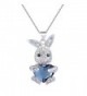 EleQueen Silver tone Necklace Swarovski Crystals - Denim Blue - CV1268YDM9J