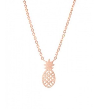 Altitude Boutique Pineapple Necklace- Hawaii Fruit Necklace- Tropical Necklace for Women - Rose Gold - C917YZ6A3U5