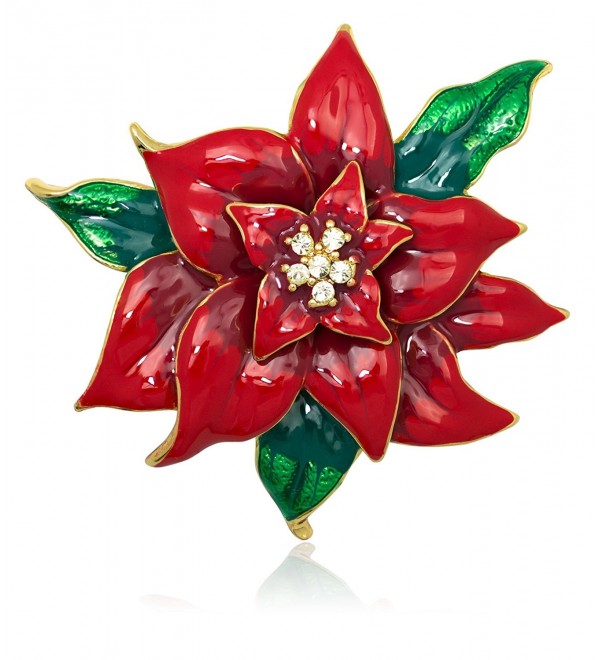 Akianna Swarovski Element Crystals Poinsettia Brooch Pin - CX1271LIR5H