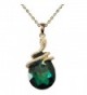 Navachi 18k Gold Plated Water Drop Crystal Green Zircon Az6003p Snake Pendant Necklace 16"+2" - CJ11VCGQUQB