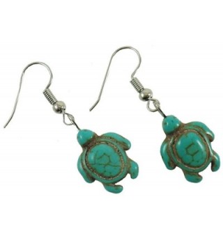 Turquoise Turtle Earrings - Turtle Shape Earrings - Hawaiian Sea Turtle Earrings - Drop Dangle Earrings - CF1297GQ693