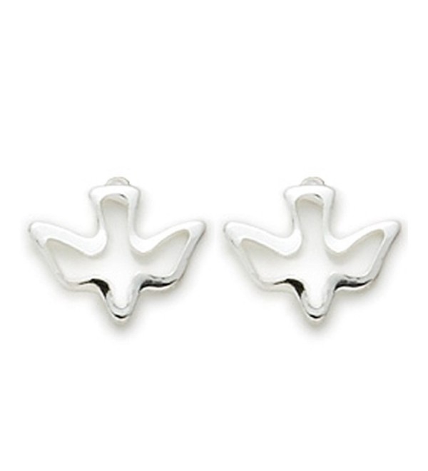 Sterling Silver Pierced Descending Dove Earrings with Post Back- 3/8 Inch - C31144C7H0D