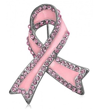 Bling Jewelry Pink Crystal Enamel Breast Cancer Ribbon Pin Gold Plated - CC114O56O6N
