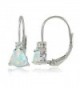 Sterling Created Trillion Cut Leverback Earrings - Created White Opal - CD17XWEHTMN