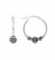 Sterling Silver Roped Beaded Small Round Hoop Earrings - CF186HYWYKM