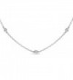 Sterling Silver Cubic Zirconia Station Dainty Chain Choker Necklace - CN185YHXA09