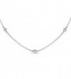 Sterling Silver Cubic Zirconia Station Dainty Chain Choker Necklace - CN185YHXA09