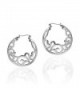 Delicate Filigree Swirl .925 Sterling Silver Hoop Earrings - CV1253B7GBX