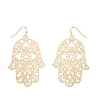 Lux Accessories Large Jumbo Intricate Hamsa Evil Eye Elegant Drop Earrings - CF123FIOVBT