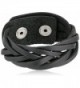 BrownBeans- Fits 6.5"-7.5" Wrist- Womens Casual Braided Black Leather Comfortable Bracelet (LBCT5041) - CI11DOPGCPH