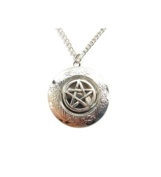 Ancient Silver Tone Supernatural Inspired Pentagram Locket Necklaces Jewelry - C31285JB0P3