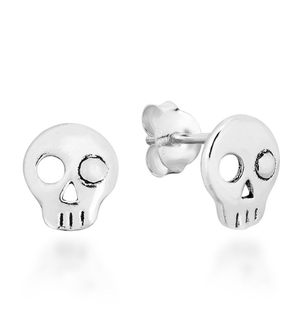 Punk Mini One Eyed Skull .925 Sterling Silver Stud Earrings - CH12N36MDH4