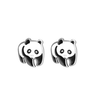 U7 Women Girls Stainless Steel Cute Panda Stud Earrings - CP12JE0ES8N