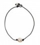 Barch One Single Genuine White Abalone Shell Choker Necklace Adjustable with Black Leather Cord - 14 Inch - CV1858TGD3N