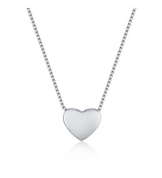 WRISTCHIE 925 Sterling Silver Tiny Silver Floating Heart Necklace 18" - C312J5N7PEX