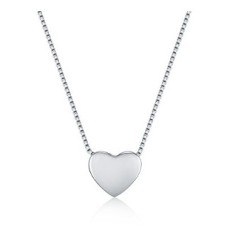 WRISTCHIE 925 Sterling Silver Tiny Silver Floating Heart Necklace 18" - C312J5N7PEX