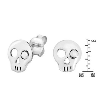 Punk Skull Sterling Silver Earrings in Women's Stud Earrings