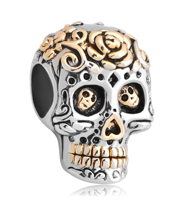 CharmsStory Sterling Silver Skull Charm Dia De Los Muertos Beads For Bracelets - CX125JSX7Y5