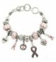 Lola Bella Gifts Crystal Pink Ribbon Breast Cancer Awareness Charm Bracelet with Gift Box - CM12KTHTXPD
