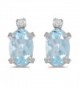 Sterling Silver Oval Aquamarine and Diamond Earrings - CU118AF63EF