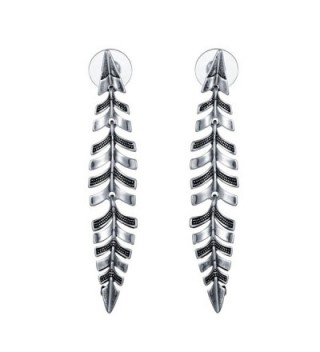 XZP Leaf Pattern Gold Dangle Earring Fashion Boho Leaves Long Earrings for Woman - Antique Silver - C5188LT20MD