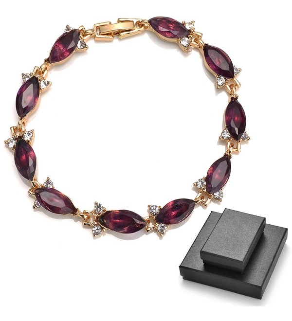 BILONG Jewelry 18K Gold Plated Crystal Tennis Bracelet Gold Heart Bracelets - C612EMMWKBP