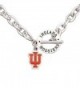Indiana Hoosiers Team Name Toggle Silver Necklace Red Enamel Charm Jewelry IU - CH12CJ5YPFB