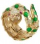 EVER FAITH Austrian Crystal Enamel Art Deco Snake Bangle Bracelet - Green Gold-Tone - C111Y644KTF