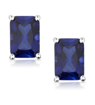 Sterling Simulated Sapphire Earrings Emerald