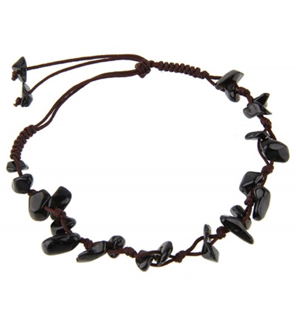 Natural gem stone anklet hand made with polyester cord - ONYX - C81832GZ9C8