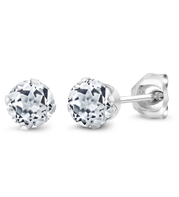 0.66 Ct Small Round 4mm White Topaz 925 Sterling Silver Stud Earrings - CE11O0KP1CP