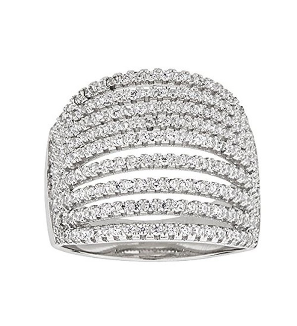 Sterling Silver Rhodium Micropave Multi-Row Dome Cubic Zirconia Ring - CS12ODVQ7W8