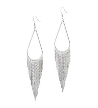 SELOVO Long Tassel Dangle Earrings Boho Bohemian Teardrop Earrings Silver Tone - C9180K24S8D