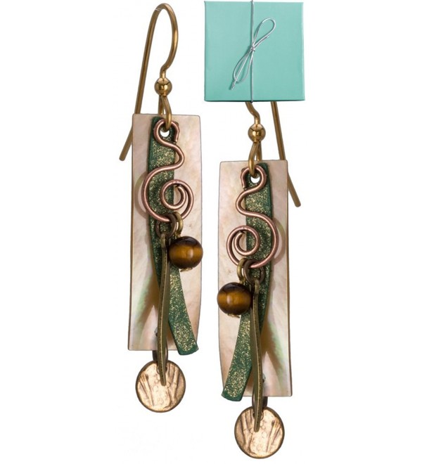 Layered Gold-tone Genuine Shell Dangle Earring Swirls Bead Gold-tone Surgical Steel Silver Forest - CC11EXB3WIL