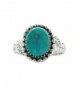 925 Oxidized Sterling Silver Oval Turquoise Gemstone Statement Ring- Size 7 - CE12CGDKLTF
