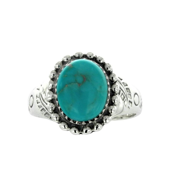 925 Oxidized Sterling Silver Oval Turquoise Gemstone Statement Ring- Size 7 - CE12CGDKLTF