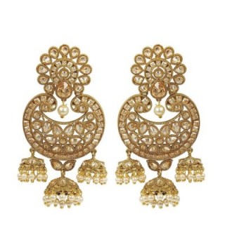 MUCHMORE Great Women Fashion Style Pearl and Crystal Stone Polki Indian Earring Jewelry - C312OC1S8M7