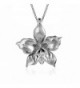 Sterling Silver Orchid Necklace Pendant with 18" Box Chain - C912NU2CMNH