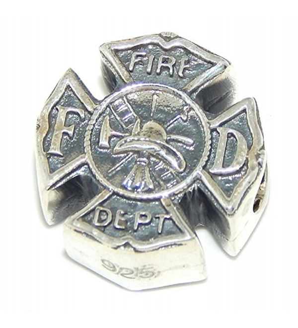 Solid 925 Sterling Silver "Fireman's Shield" Charm Bead - CG12NVDXIG0