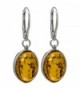 Honey Amber Sterling Silver Oval Popular Leverback Earrings - CS121EG4R3L