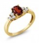 0.79 Ct Oval Red Garnet White Topaz 925 Yellow Gold Plated Silver Ring (Available in size 5- 6- 7- 8- 9) - CS117DRKVV3