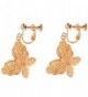 Clip On Earrings Butterfly Earrings Dangle No Piercing Rose Gold Plated Proms Gift - CH1883WRNOT