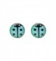 Petite Blue Beetle Lady Bug .925 Sterling Silver Stud Earrings - C4125HSN82N