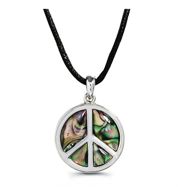 Liavy's Peace Sign Fashionable Necklace - Abalone Paua Shell - 18" Wild Style Chain - Unique Gift and Souvenir - CA120PDIE01