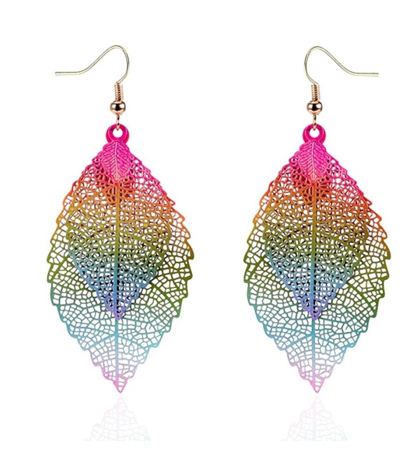 NOVMAY Womens Double Leaf Lightweight Vintage Design Earrings for Women Girls - Colorful - C61880ADMH2