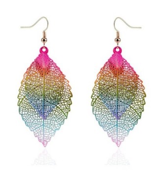 NOVMAY Womens Double Leaf Lightweight Vintage Design Earrings for Women Girls - Colorful - C61880ADMH2