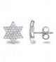 Rhodium Plated Sterling Silver Cubic Zirconia Geometric 6-Point Hexagram Star of David Stud Earrings - CU11UZ1PCVD