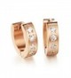 OPK Jewelry Rose Gold/Gold Stainless Steel Cubic Zirconia Hoop Earring Charm Wedding Women Jewelry Gift - CV126XDQ7UL