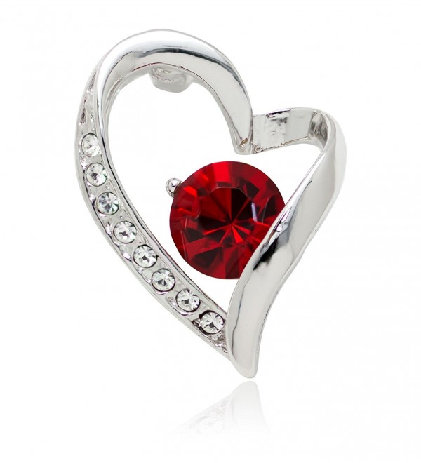 Akianna Swarovski Element Crystals Valentine Heart Small Pin Brooch - Clear - CQ12C3PEY8Z